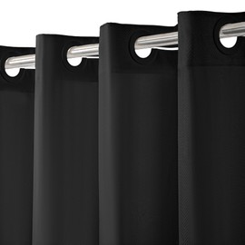 AXURXUI No Hook Shower Curtain, Black Modern Chevron Striped Luxury Hotel Style, Washable Waterproof Fabric for Bathroom, 15 Seconds Quick Install, 72W x 80L Inches