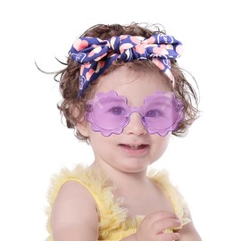 Yheahin Colorful Bows Tie Headband for Baby Girls Newborn Stretchy Cotton Hair Bow Party Photo Shoots Shower Bow Hair Accessories for Toddler Infant (Purple 2, elastic)