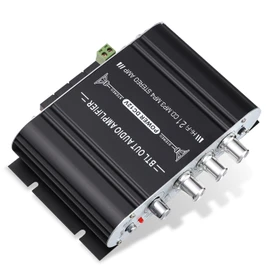 Facmogu ST-838 2.1 Channel HiFi Stereo Subwoofer Amplifier, RMS 20Wx2+40W Mini Digital Audio Power Amplifier for Home Speakers, 80W Subwoofer Amplifier Audio Stereo Bass Amp with Power Supply - Black