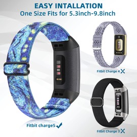 Aroloxta Elastic Nylon Fabric Bands Compatible with Charge 5 /charge 6 Watch Band for Women, Soft Stretchy Adjustable Stretch Sport Loop Replacement Wristbands for Charge 5 Strap Men Women