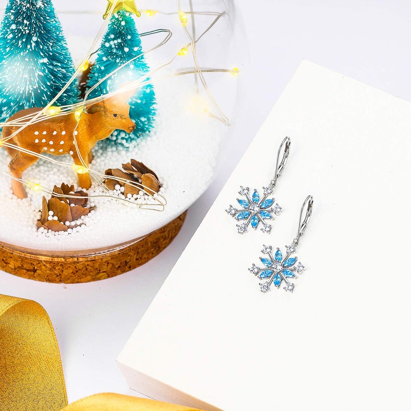 EVER FAITH Snowflake Jewerly Sterling Silver Winter Accessory Sparkle Sky