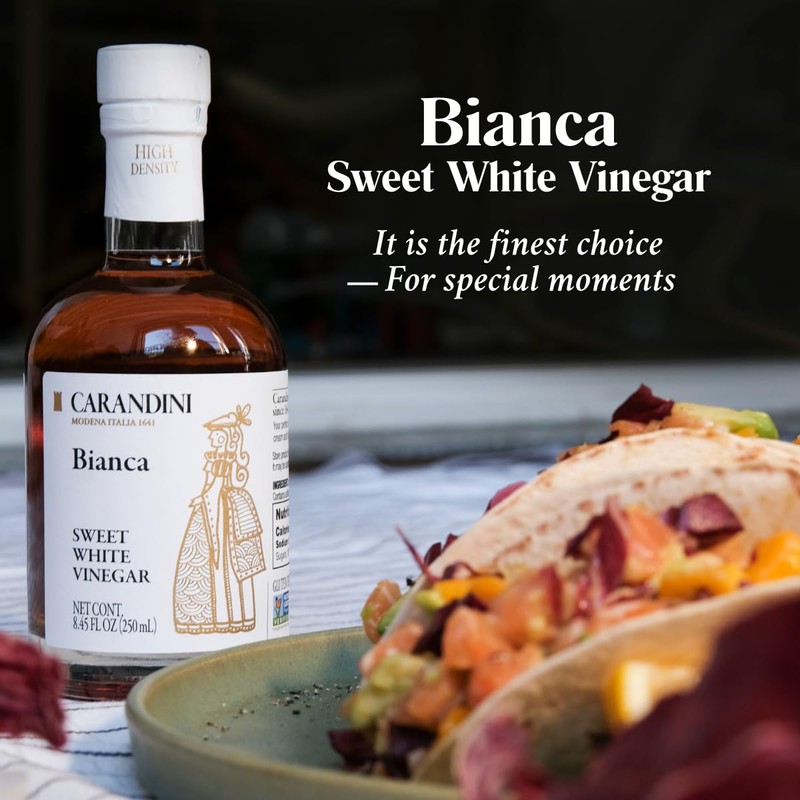 Carandini Bianca Sweet White Vinegar, Gluten-Free, Gourmet Italian White Condiment
