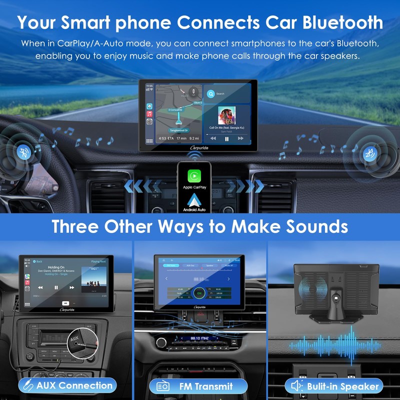 2025 CARPURIDE 9 Inch Car Play Screen for Car, Compatible