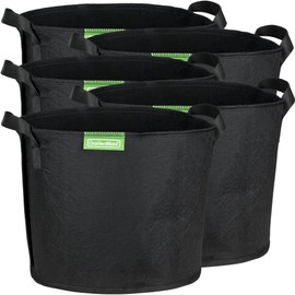 GardenMate Blackline 5 x 11 L Plant Bags Made of Non-Woven Fabric Diameter 25 cm Height 23 cm