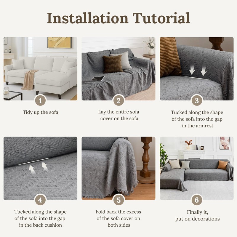 HOMERILLA Sectional Couch Covers 2 Pieces L Shaped Sofa Cover