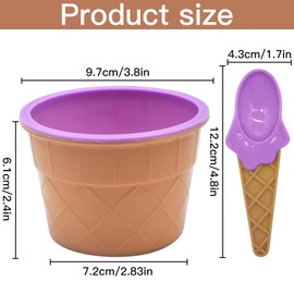 Xrten 6 Pcs Ice Cream Bowls with Spoon, Suitable for Food, Fruit, Ice Cream, Holiday Matching Birthday Party Gifts for Children(One for Each Color)