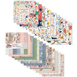Single Sided Scrapbooking Paper Pad 6”x6” 48 Sheets Decorative Scrapbook Paper Pack Journaling Paper Supplies Patterned Cardstock for Craft Gift Wrapping Photo Album Flower Bird Garden Plants
