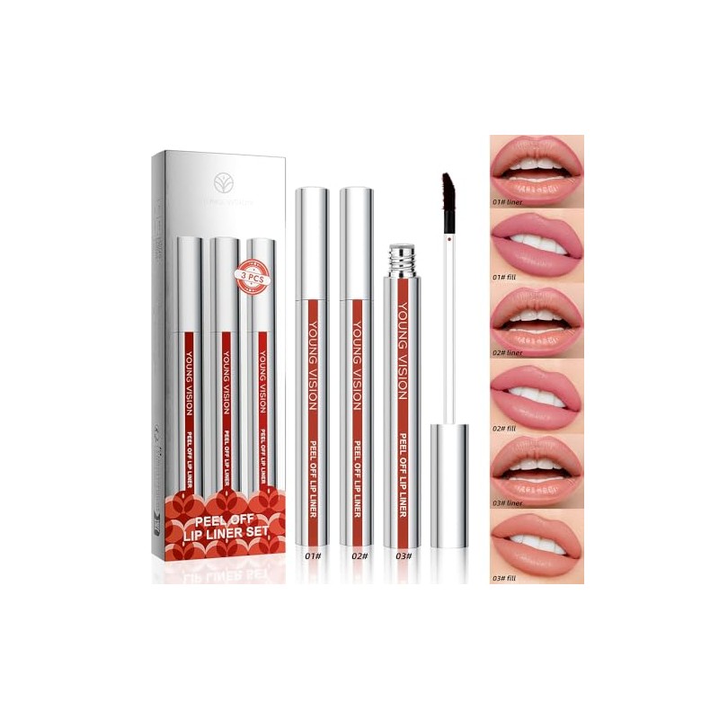 Bluemega Brillo Labial Peel-off, Set de 3- Fórmula Tipo Gel,