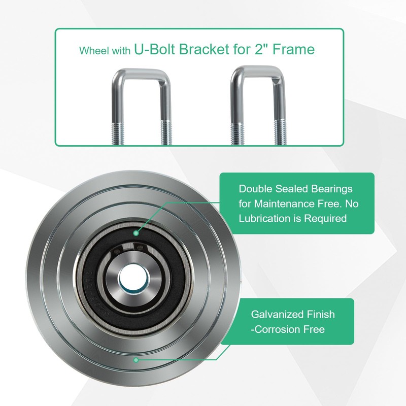 Heavy Duty 4" V-Groove Slide Gate Wheel Kit,3000lbs Capacity, Dual