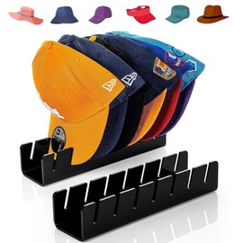VBNZBK Pack of 2 Cap Holders, Acrylic Cap Holder, Hat Stand for Baseball Caps, Acrylic Hat Organiser, Cap Organiser, Holds 14 Baseball Caps, for Bedroom, Closet, Office (Black)