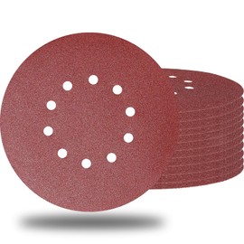 10 Pack 9-Inch 10 Hole 100 Grit Drywall Sandpaper - 9" Aluminum Oxide Hook-and-Loop Sanding Disc for ‎ Drywall Sander Wood Furniture Finishing