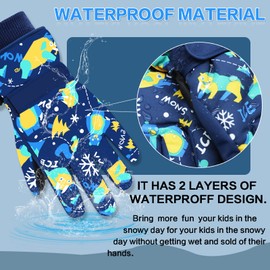LOVMEAD Children's Winter Ski Gloves Boys Girls Waterproof Windproof Fleece Boys Girls Snow Gloves 1-10 Years for Sports Climbing Snowboard Cycling Hiking (Blue, 7-9 Years Old)