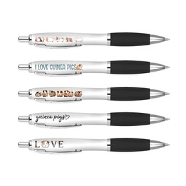 DV DESIGN 5 x Guinea Pig Black Pens - Rodent Pets Animal Funny Cartoon Stationary School Equipment Teacher Friend Girls Boys Birthday Set #81292