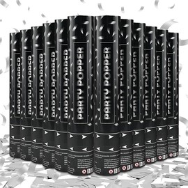 Confetti Poppers 12 Pack Streamer Confetti Cannon 12 inch Multicolor Confetti Party Poppers Foil Confetti Streamer Poppers Blaster for Wedding Birthday Graduation Party Christmas New Year Celebration Burst - Color: Silver