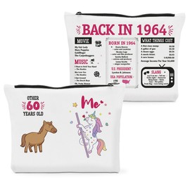 HODREU 60th Birthday Gifts for Women Ideas Funny Makeup Bag 60th Birthday Decorations Party Favors Happy Anniversary Retirement Gifts for 60 Year Old Woman Her Wife Mom Grandma Boss Cosmetic Bag