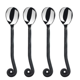 Gourmet Settings - 4-Piece Mini Spoons Set - Treble Clef Collection - Polished/Matte Small Stainless Steel Teaspoons - Demitasse Espresso Cutlery - Dishwasher Safe Flatware (34-900)
