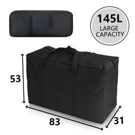 RJUP 145L Extra Large Waterproof Moving Bags, Heavy Duty Moving Storage Container, Christmas Tree Storage Bag, Space-Saving Storage Bag for Home, Camping, or Travel, Black