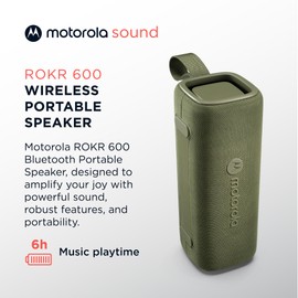 Motorola ROKR 600 Wireless Bluetooth Speaker, Powerful 30W Sound, Waterproof and Dustproof, Broadcast Function to Connect 20+ Speakers, 6 Hours Playback (Green)