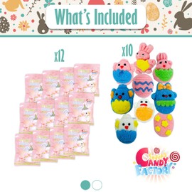 Easter Snack Pink Tin Basket (60 Count) Filled with Candy with Bunny, Great Package for Family, Friends, Kids, Boys and Girls