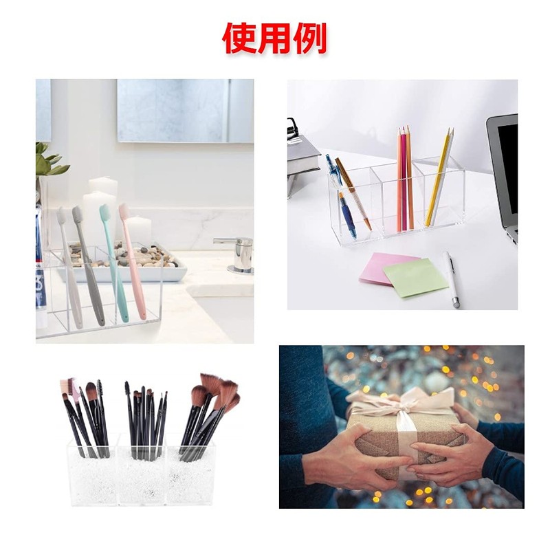 Modest Joy Pen Holder, Pen Stand, 3 Levels, Dividers, Transparent