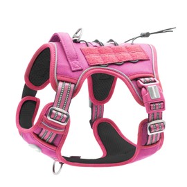 Auroth Tactical Dog Harness for Large Dogs No Pull Adjustable Pet Harness Reflective K9 Working Training Easy Control Pet Vest Military Service Dog Harnesses Rose Red M