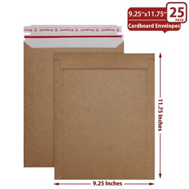 Xxcxpark 25 Pack kraft brown Rigid Mailers 9.25 x 11.75 inches, Self Seal Photo Document Mailers Premium Cardboard Keep Flat Envelopes for Photos, Pictures, Papers, Files, CD