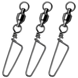 Alwonder 10-Pack Fishing Snap Swivels, High Strength Ball Bearing Swivel with Stainless Steel Coastlock Snaps, Black Nickel Coating Corrosion Resistance Freshwater Saltwater Fishing Snaps Swivels #5