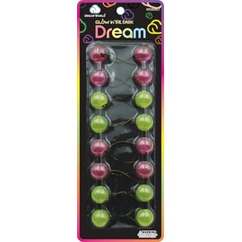 Dream World Glow In The Dark Ponytail Holder 20 MM Bead Pink & Yellow 8 Piece Pack