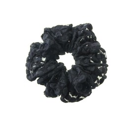 VINGTAINE HS-209-BK- Scrunchie Dot Pattern Lace Volume Scrunchie Cute Hair Accessories, Stylish, Trend, Large