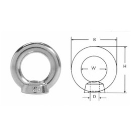 M8 Eye Nut T316 Stainless Steel (A4 Marine Grade) DIN582 Pack Size : 2