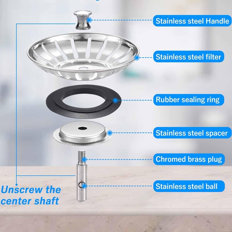 Upgraded Kitchen Sink Plug Strainer Stainless Steel Strainers Sink Plugs