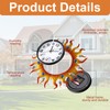 Outdoor Clock Thermometer Combo, Sun Outdoor Wall Clock, Silent Non-Ticking