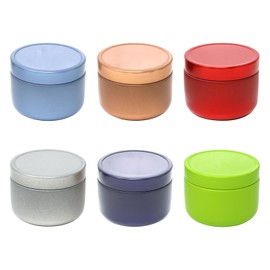 yueton 6PCS Tea Tin Canisters Portable Mini Tea Jars Loose Leaf Tea Storage Containers Small Round Tinplate Coffee Can