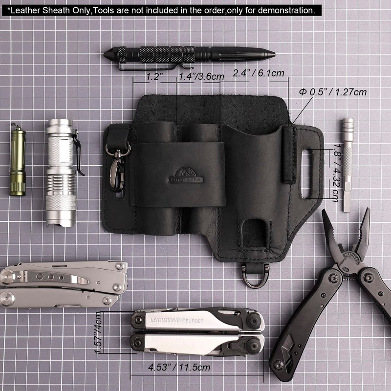 Topstache Leather Multitool Sheath,EDC Belt Organizer for Work and Daily