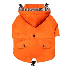 Ellie Dog Wear Orange Zip Up Dog Raincoat with Reflective Buttons, Pockets, Rain/Water Resistant, Adjustable Drawstring, & Removable Hood - Size XS to XL - Premium Dog Raincoats (Small, Orange)