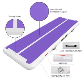 AWSUM Air Gymnastics Mat 10ft/13ft/16ft/20ft/23ft Inflatable Track Training mat 4/8 inches Thick tumbling mat with Electric Pump for Home/Gym/Outdoor Purple/Pink
