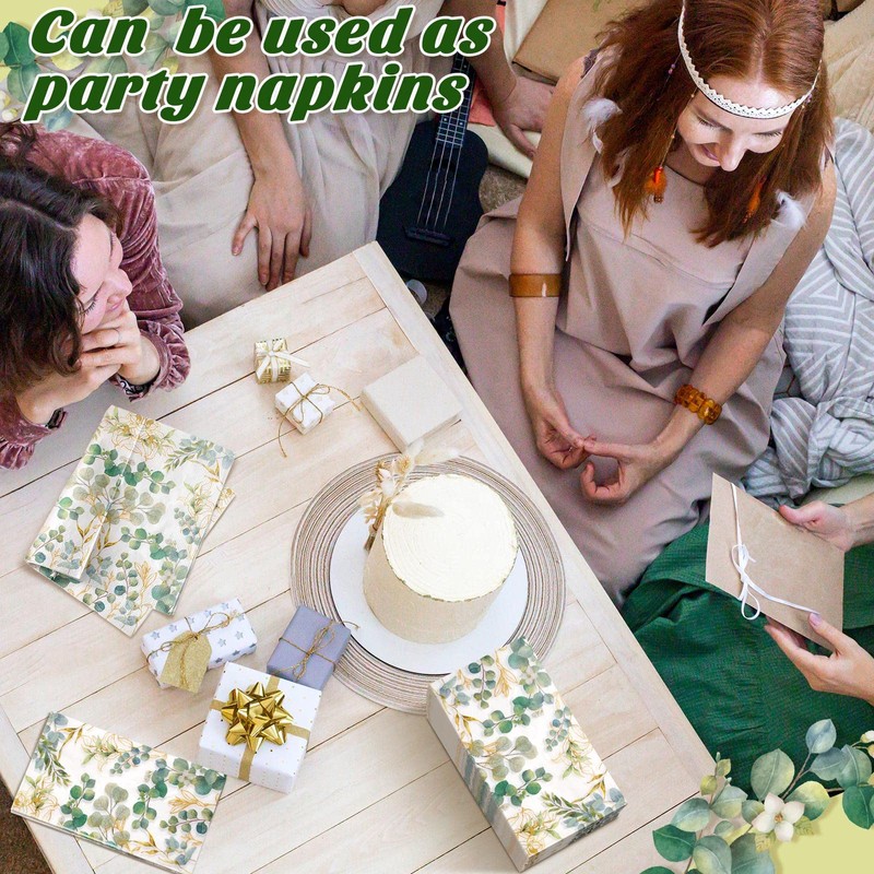 Spiareal 120 Pcs Greenery Paper Napkins 3 Ply Disposable Hand