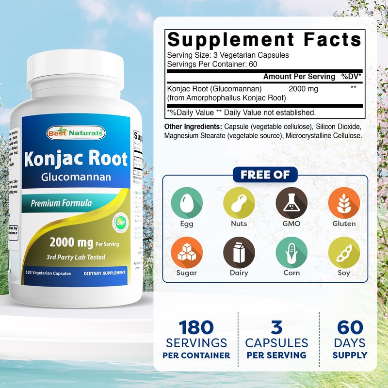 Best Naturals 2 Pack Konjac Glucomannan Root 2000 mg per