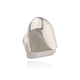 1pcs 14K Plated Gold Mouth Teeth Set, Hip Hop Teeth Plain,Fake Top Tooth Caps Dental Bottom Party Cosplay for Men Women Rapper Accessories-Silver