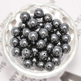 NCB 100pcs 8mm Black Hematite Beads Natural Semi Precious Beads Round Smooth Gemstones Loose Spacer Beads Charms for Necklaces Bracelets Jewelry Making (Black Hematite, 8mm 100Beads)