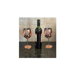 K&K Home Rose Gold Stainless Steel Unbreakable Wine Glasses - 18 oz - Set of 2 Colored, Stemmed Metal Wine Glasses Perfect for Outdoors, Weddings, and Parties