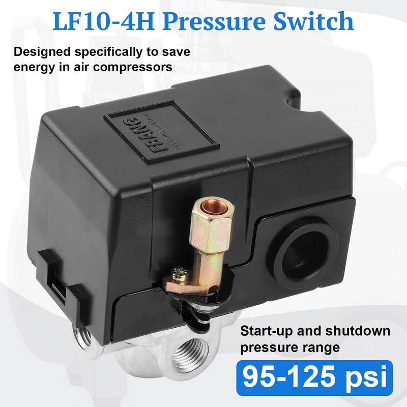 LF10-4H Air Compressor Pressure Switch 95-125 PSI, 20A 4 Port