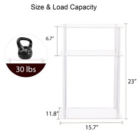 HMYHUM Acrylic Side Table for Small Spaces, 3-Tier Small End Table/Nightstand for Sofa, Living Room, Bedside, Bedroom, Modern, 30 lbs Load, 15.7" L x 11.8" W x 23" H, Clear