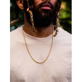 ChainsHouse Men Women 18K Gold Plated Chain Hip Hop Fashion Jewelry 3mm Wide Twisted Spiga Wheat Chain Necklace, 18 Inch