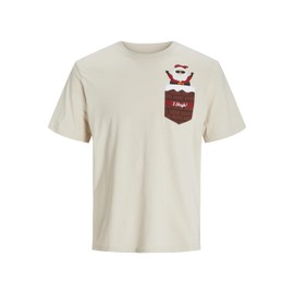 JACK & JONES Men's Jjxmas Pocket Tee SS Crew Neck T-Shirt, moonbeam