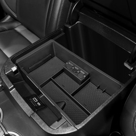 SPELAB Compatible with Chevy or Yukon Center Console Organizer Tray Armrest Secondary Storage Box, for 2014-2018 GMC Sierra and (2015-2020) Tahoe, Silverado, Suburban, Armrest Storage Box Accessories