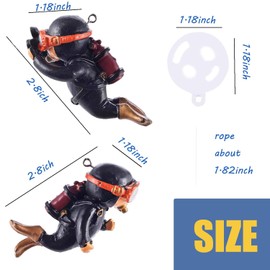 2-Pack Tank Decorations, Cute Little Diver, Aquarium Decoration Accessories Ornaments with Float Ball, Playmate for Tank Suitable for All Kinds of Fish and Tanks (Black)