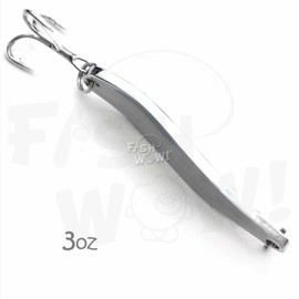 Fish WOW! 4pcs 3oz Fishing Spoon with a 2/0 Treble Hook Silver, Gold, Red, Green Holographic Laser Tape