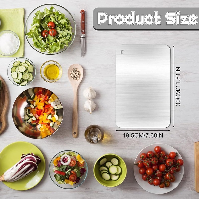 iDopick Stainless Steel Cutting Board, Double Sided Food Grade Cutting