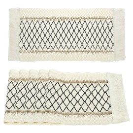 sourcing map 6Pcs Woven Cloth Placemats, Doilies with Tassels Place Mats Farmhouse Braided Beige Linen Macrame Table Mat for Dining Table Kitchen Party 11.81x19.69 inch, Gray Black